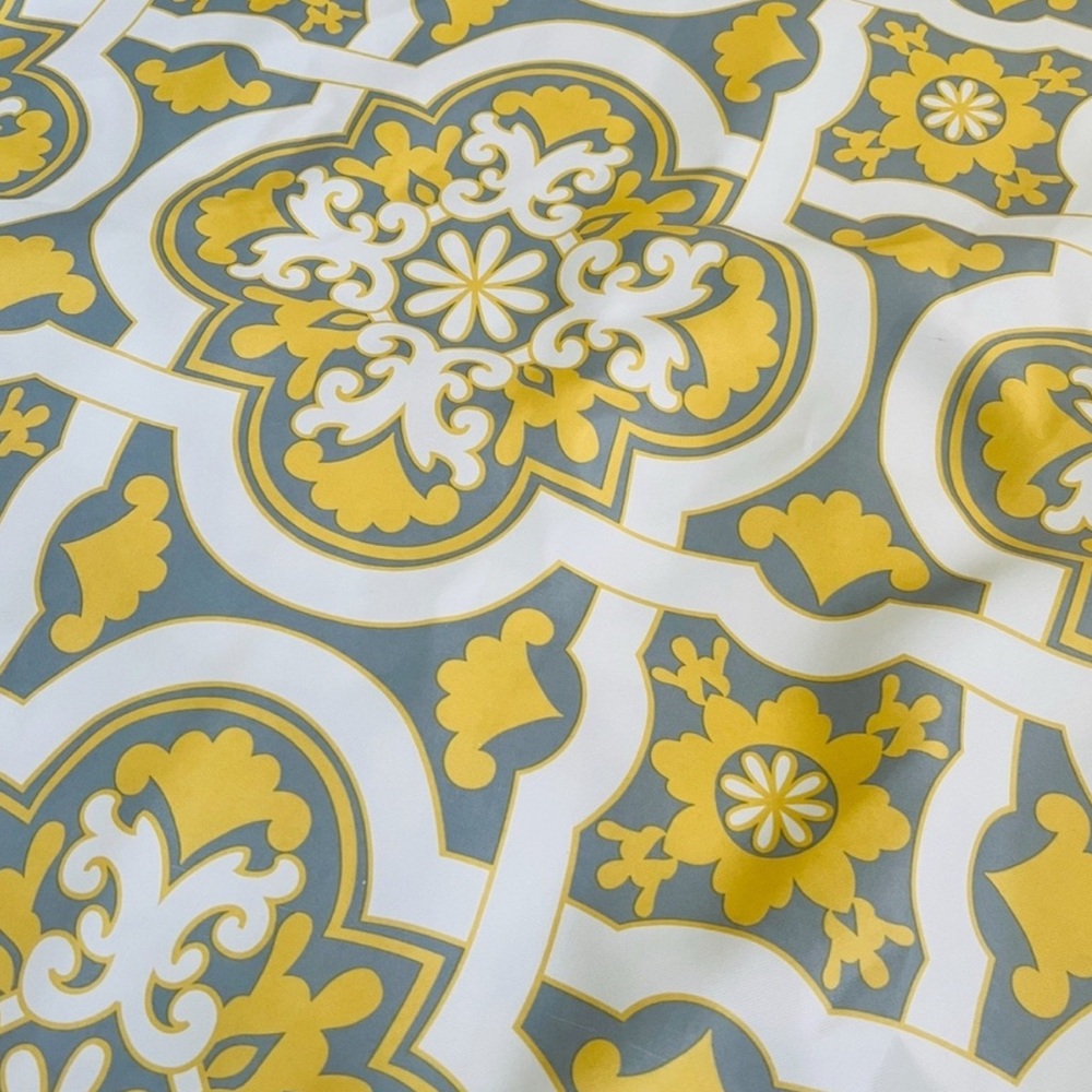 Set of 6, 52”x84” grommeted grey/white/yellow curtain panels